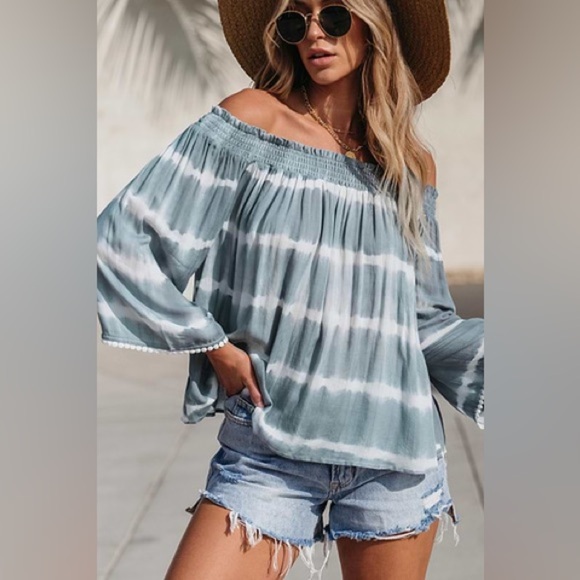 Cupshe Tie-Dye Stripes Off-Shoulder Top | NEW/NWT!! - Picture 1 of 13